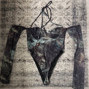 Fashion Nova Multicolor Halter Bodysuit